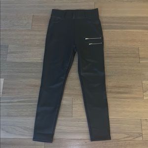 Black Pleather pants with gold zippers